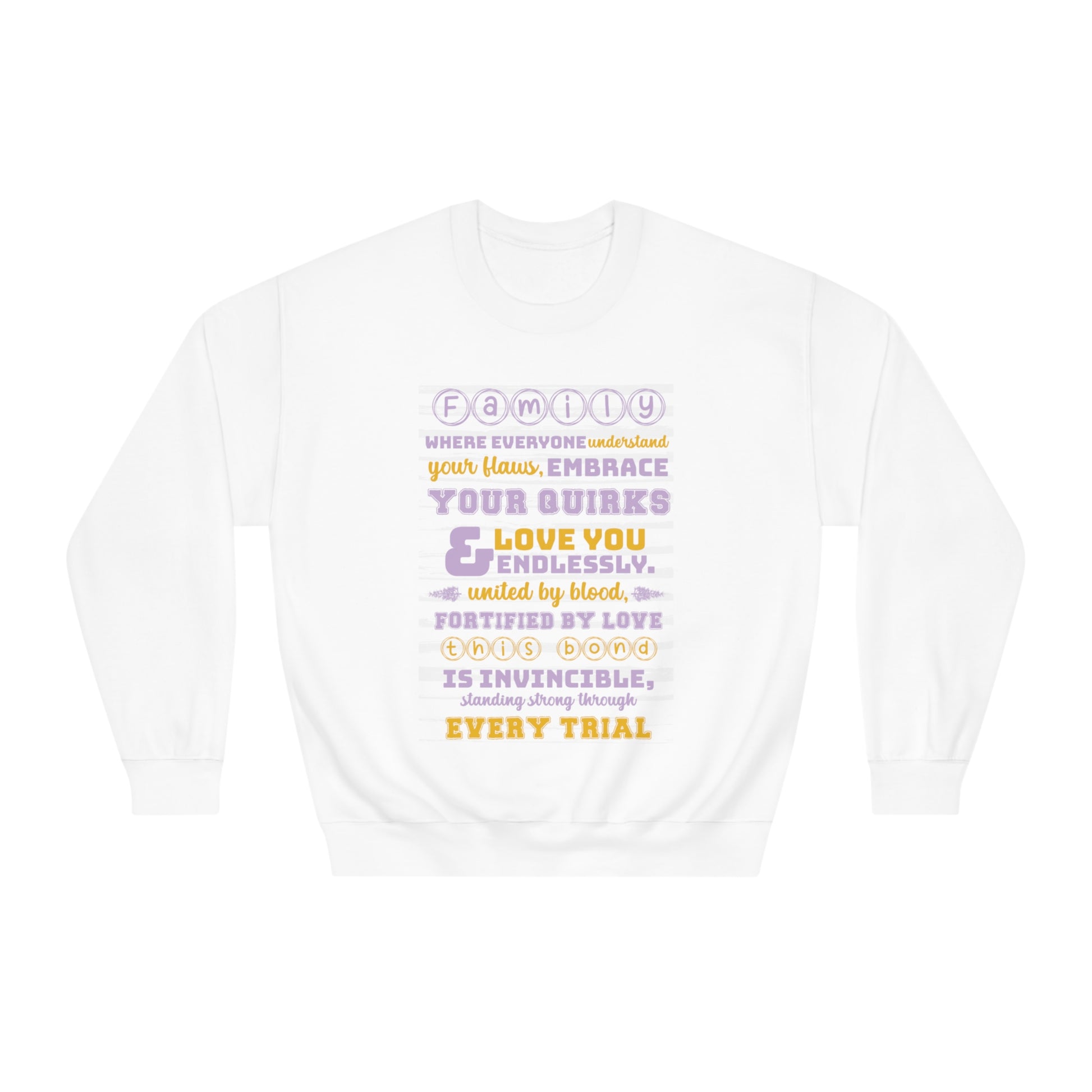 Different Sizes And Typography Design Based On The Quote Related To Family Bonding View of Product Embrace the Bond - Unisex DryBlend® Crewneck Sweatshirt In Ash Color