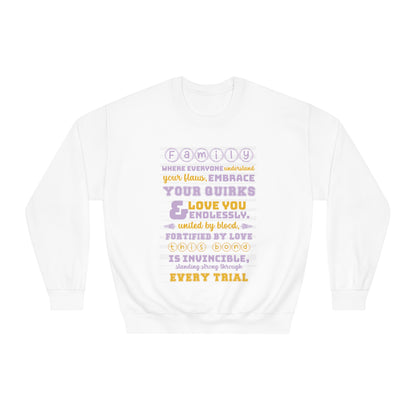 Different Sizes And Typography Design Based On The Quote Related To Family Bonding View of Product Embrace the Bond - Unisex DryBlend® Crewneck Sweatshirt In Ash Color