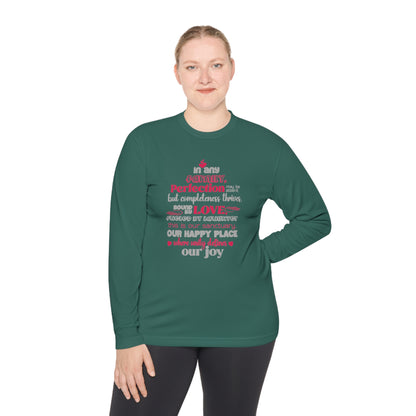 Explore the versatility of the Completeness Defined With Unisex Lightweight Long Sleeve Tee with mockups showcasing a range of vibrant colors and sizes, paired with typography designs inspired by the profound love within families.