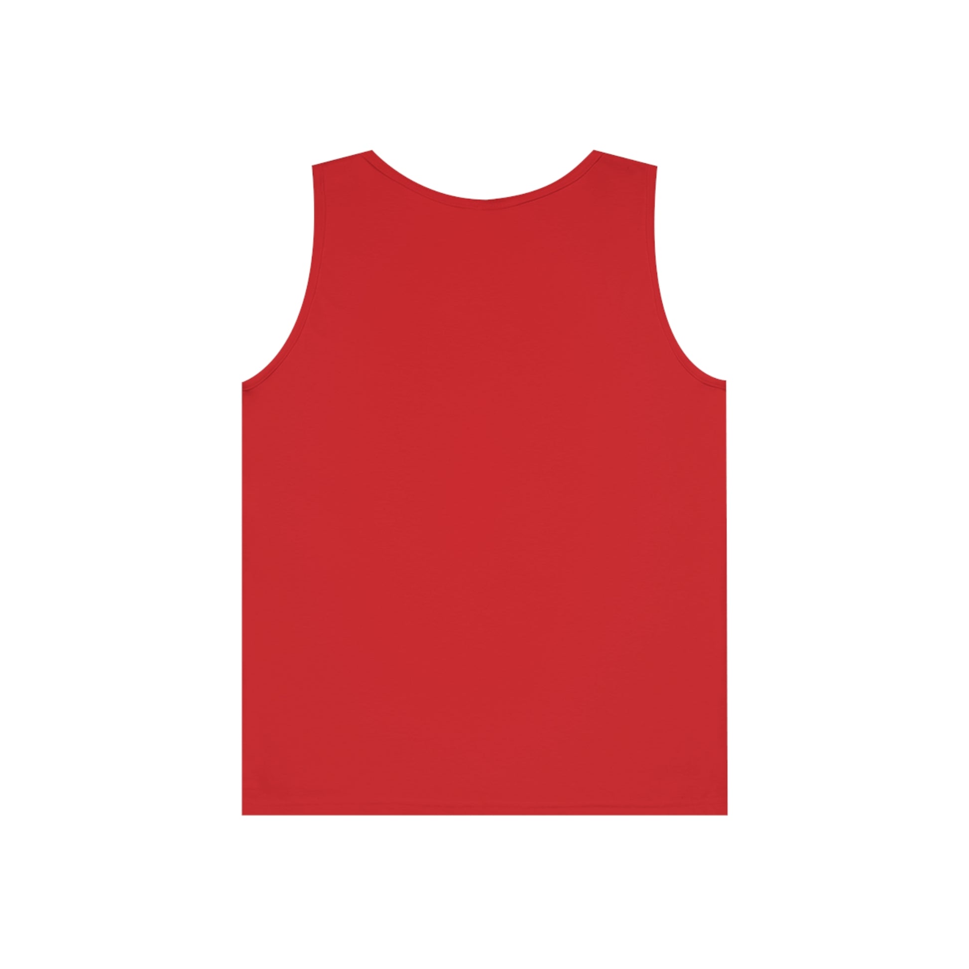 Back view mockup of red tank top featuring typography design: "Family is the guiding compass leading us to our true north."