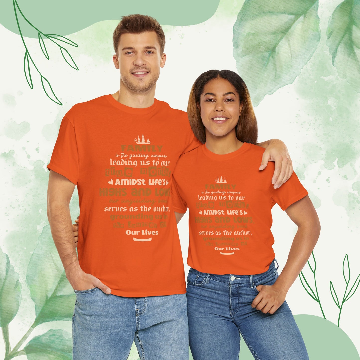 "Witness the Anchor of Unyielding Bond - Unisex Heavy Cotton Tee in different colors and sizes, featuring a typography design that encapsulates the warmth and love found within family relationships."