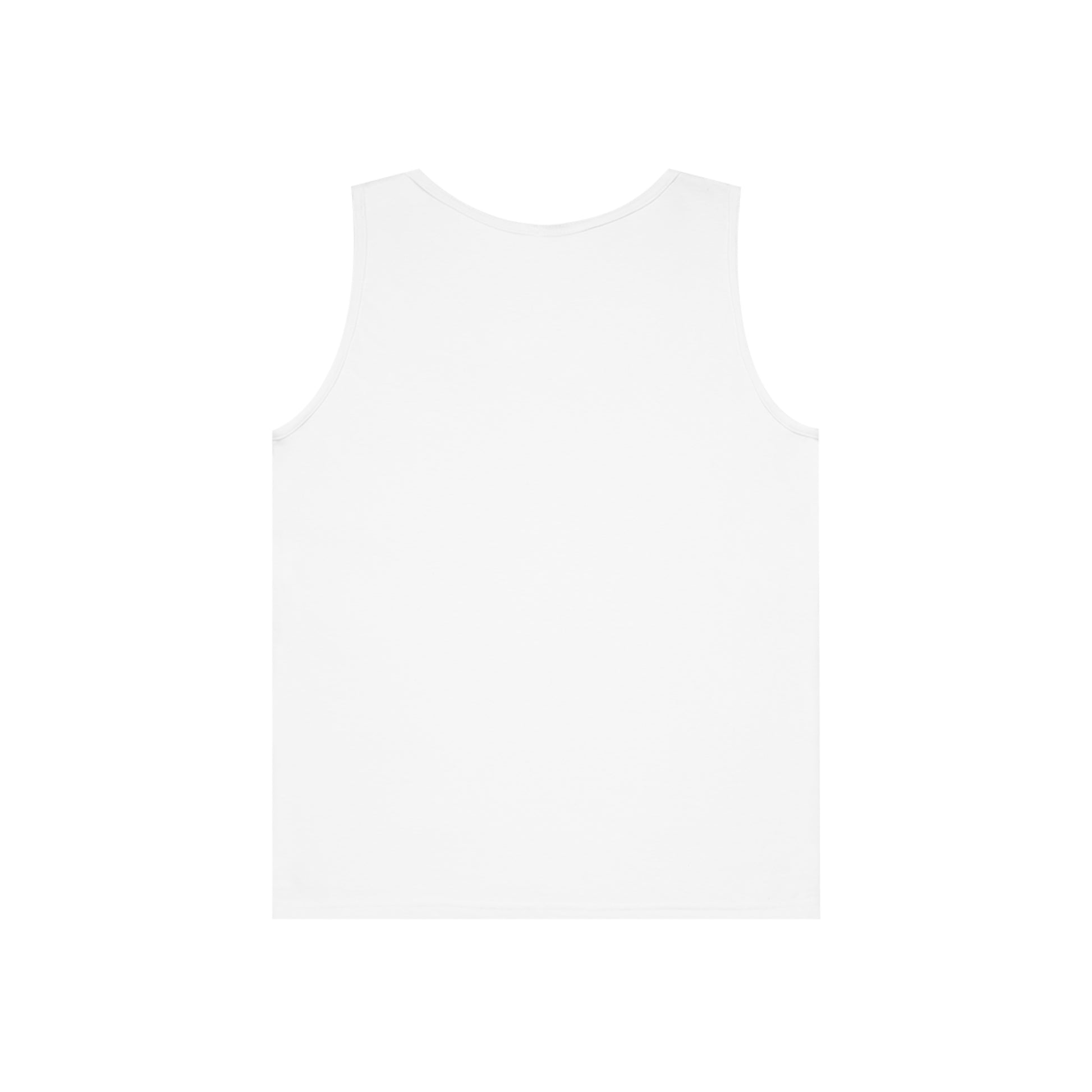 Back view White Color mockup of the Eternal Bond - Unisex Heavy Cotton Tank Top featuring a typography design inspired by the quote: 'Family is where laughter intertwines with shared memories, and love knows no bounds. Together, we craft a heartwarming st