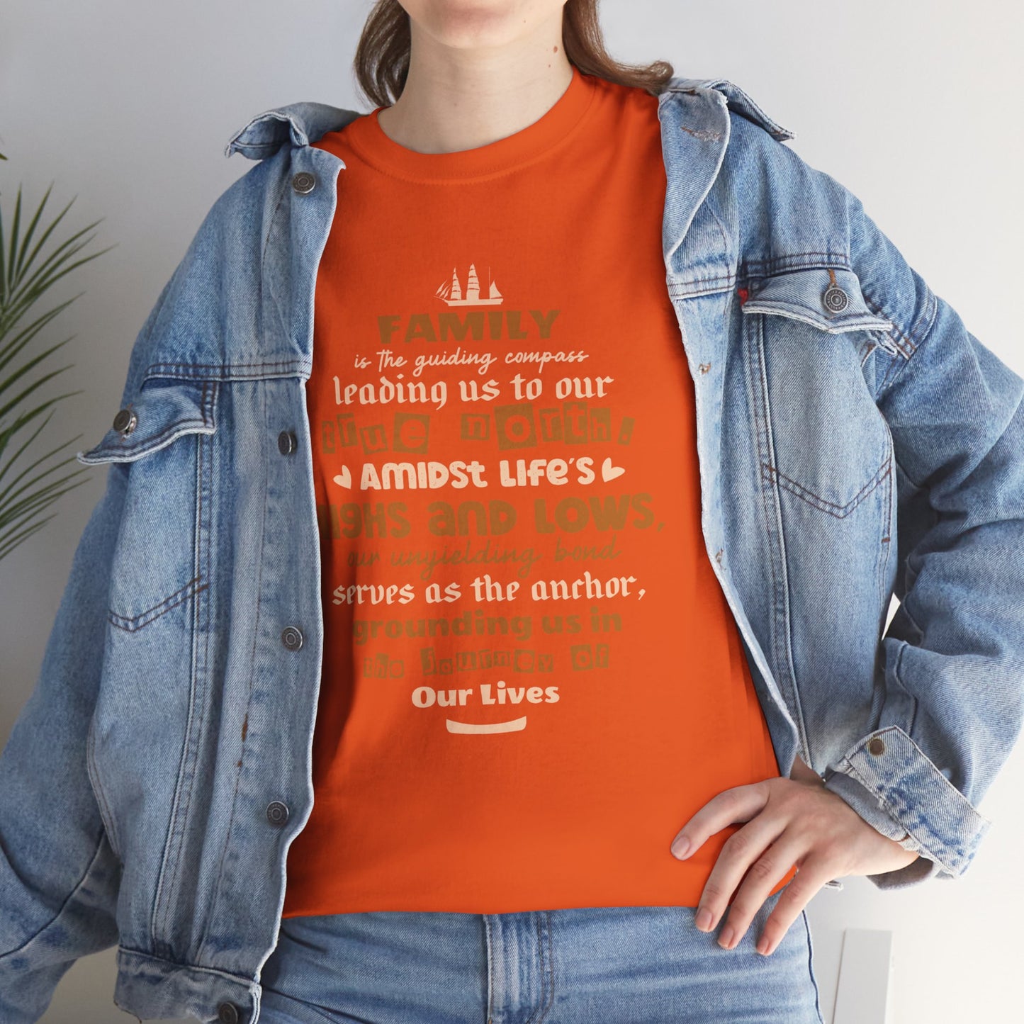 "Witness the Anchor of Unyielding Bond - Unisex Heavy Cotton Tee in different colors and sizes, featuring a typography design that encapsulates the warmth and love found within family relationships."