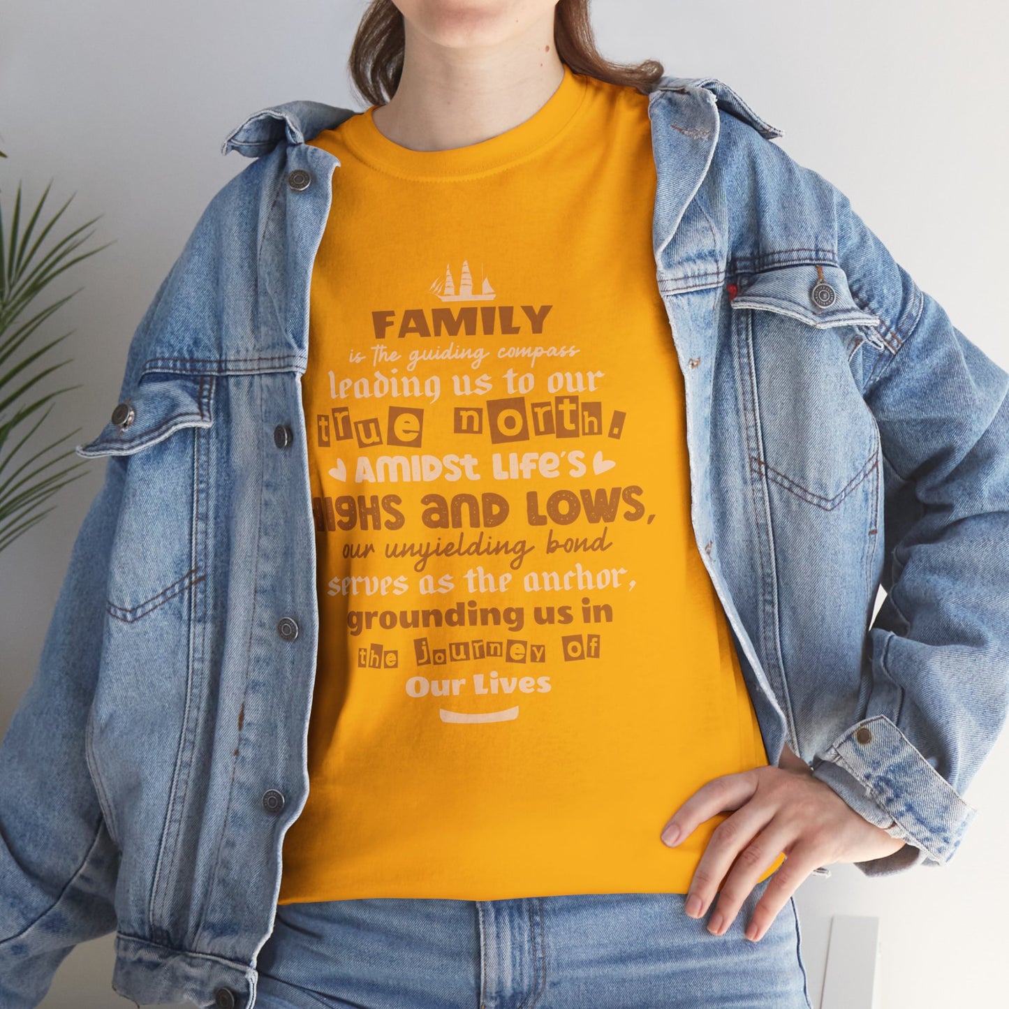 "Witness the Anchor of Unyielding Bond - Unisex Heavy Cotton Tee in different colors and sizes, featuring a typography design that encapsulates the warmth and love found within family relationships."