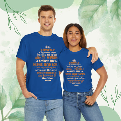 "Witness the Anchor of Unyielding Bond - Unisex Heavy Cotton Tee in different colors and sizes, featuring a typography design that encapsulates the warmth and love found within family relationships."