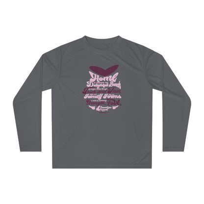 "Multiple mockups showcasing the Unleash Your Strength - Unisex Performance Long Sleeve Shirt in various sizes and colors, each featuring a unique typography design reflecting the essence of family bonding."