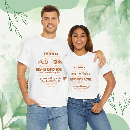 "Witness the Anchor of Unyielding Bond - Unisex Heavy Cotton Tee in different colors and sizes, featuring a typography design that encapsulates the warmth and love found within family relationships."