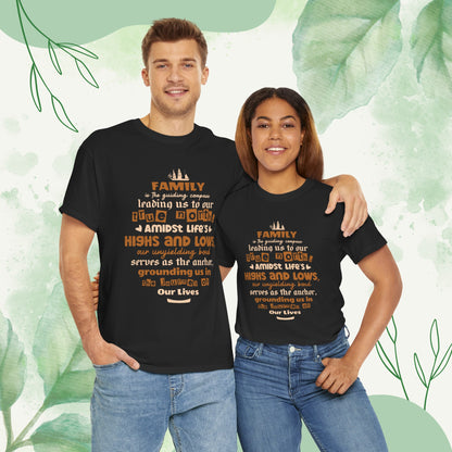 "Witness the Anchor of Unyielding Bond - Unisex Heavy Cotton Tee in different colors and sizes, featuring a typography design that encapsulates the warmth and love found within family relationships."