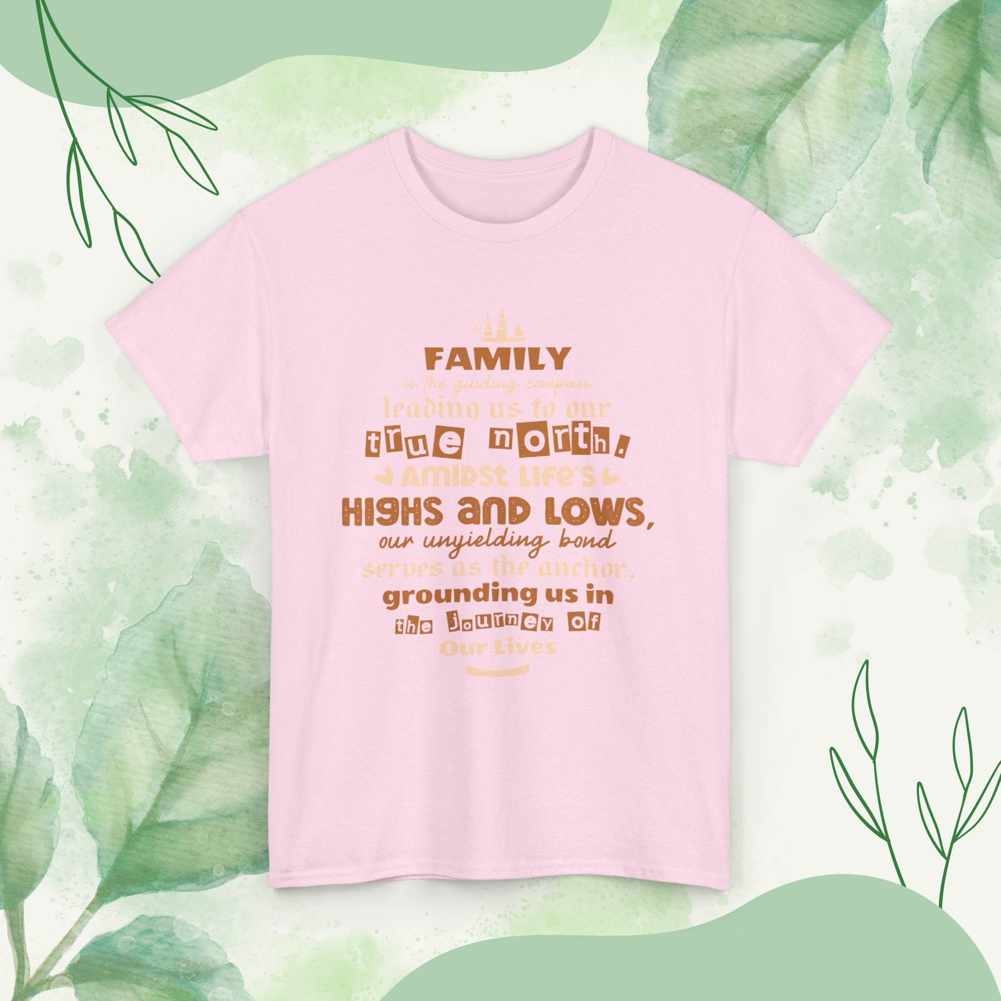 "Witness the Anchor of Unyielding Bond - Unisex Heavy Cotton Tee in different colors and sizes, featuring a typography design that encapsulates the warmth and love found within family relationships."