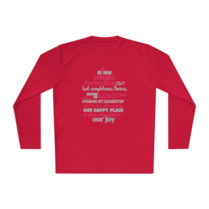 Explore the versatility of the Completeness Defined With Unisex Lightweight Long Sleeve Tee with mockups showcasing a range of vibrant colors and sizes, paired with typography designs inspired by the profound love within families.