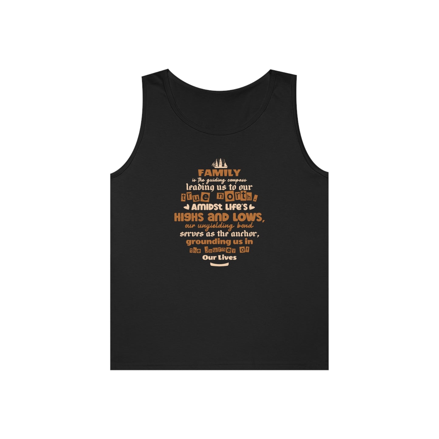 Black tank top mockup with typography quote design from the Front view.