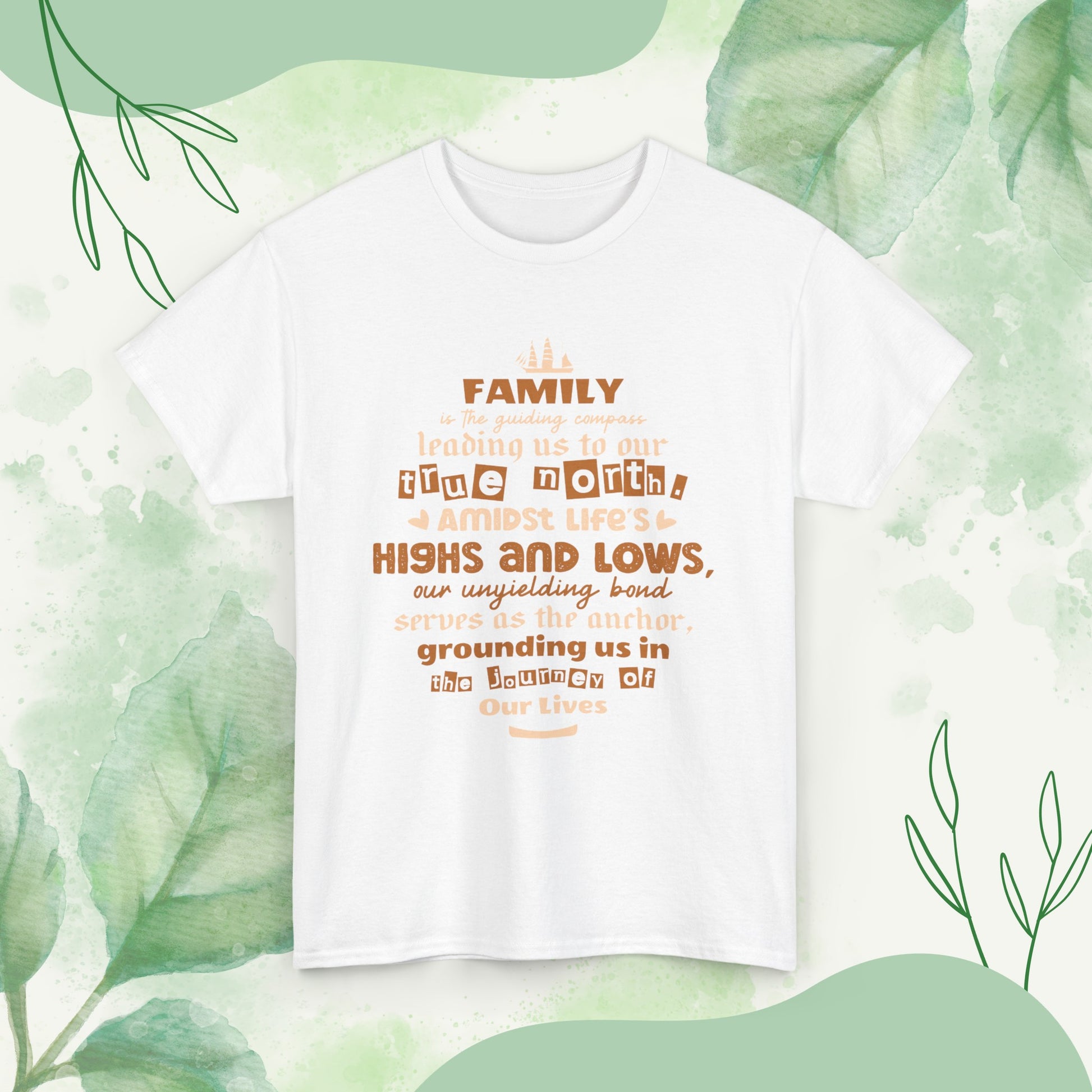 "Witness the Anchor of Unyielding Bond - Unisex Heavy Cotton Tee in different colors and sizes, featuring a typography design that encapsulates the warmth and love found within family relationships."