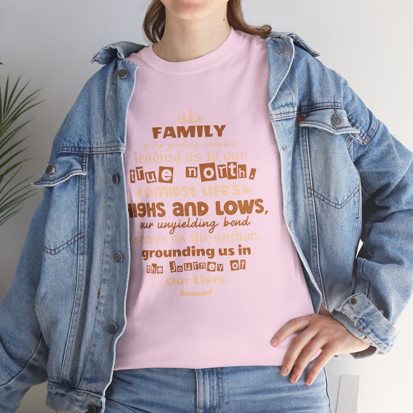 "Witness the Anchor of Unyielding Bond - Unisex Heavy Cotton Tee in different colors and sizes, featuring a typography design that encapsulates the warmth and love found within family relationships."