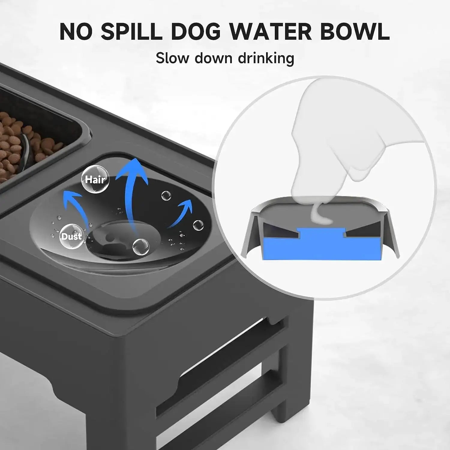 Adjustable Elevated Food and Water Bowl for Pets, Enhance your pet's mealtime with our adjustable food and water bowl. Features slow feeder design, anti-slip pads, and adjustable heights for all life stages