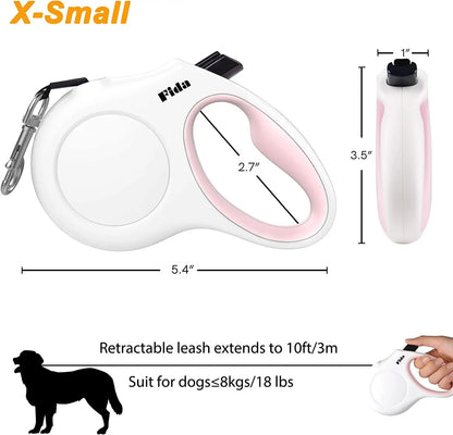 Retractable Dog Leash with Dispenser and Poop Bags, Shop our XS White Retractable Dog Leash with built-in dispenser and poop bags. Durable, tangle-free, and reflective for safe, hassle-free walks. Order now!